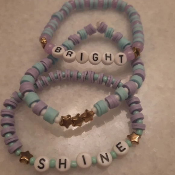 Preppy Tween Stackable Claybead Bracelet 3 pc set - Picture 3 of 8